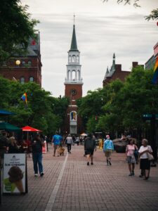 Looking North on Church Street in Burlington Vermont.